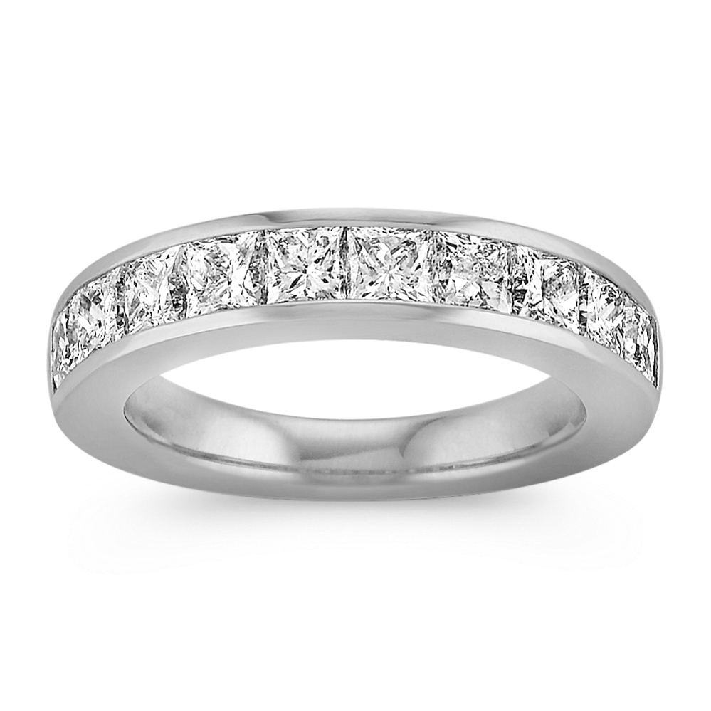 Princess Cut Ten-Stone Diamond Wedding Band with Channel-Setting