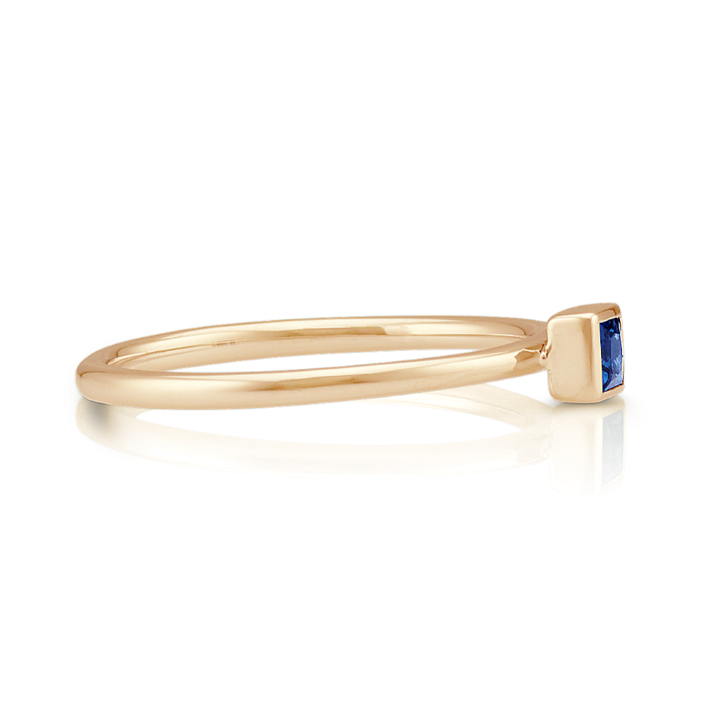 Princess Cut Ring Stackable Rings Princess Cut Traditional Sapphire Stackable Ring in 14k Yellow Gold ...