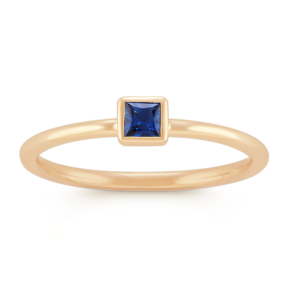 Princess Cut Traditional Sapphire Stackable Ring in 14k Yellow Gold