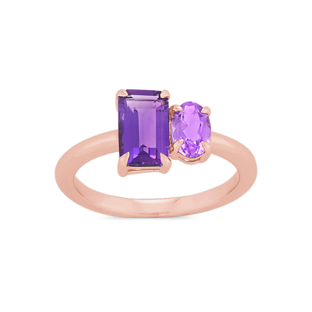 Purple Amethyst Ring in 14K Rose Gold