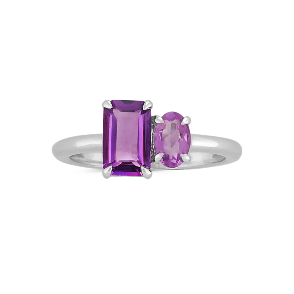 Purple Amethyst Ring in 14K White Gold