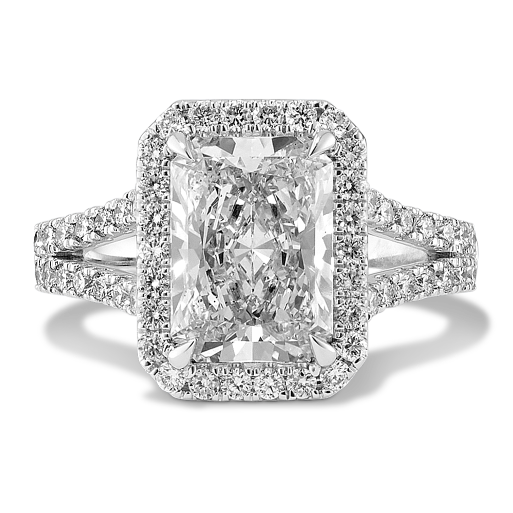 Radiant Cut 3 1/2ct Lab-Grown Diamond Halo Ring