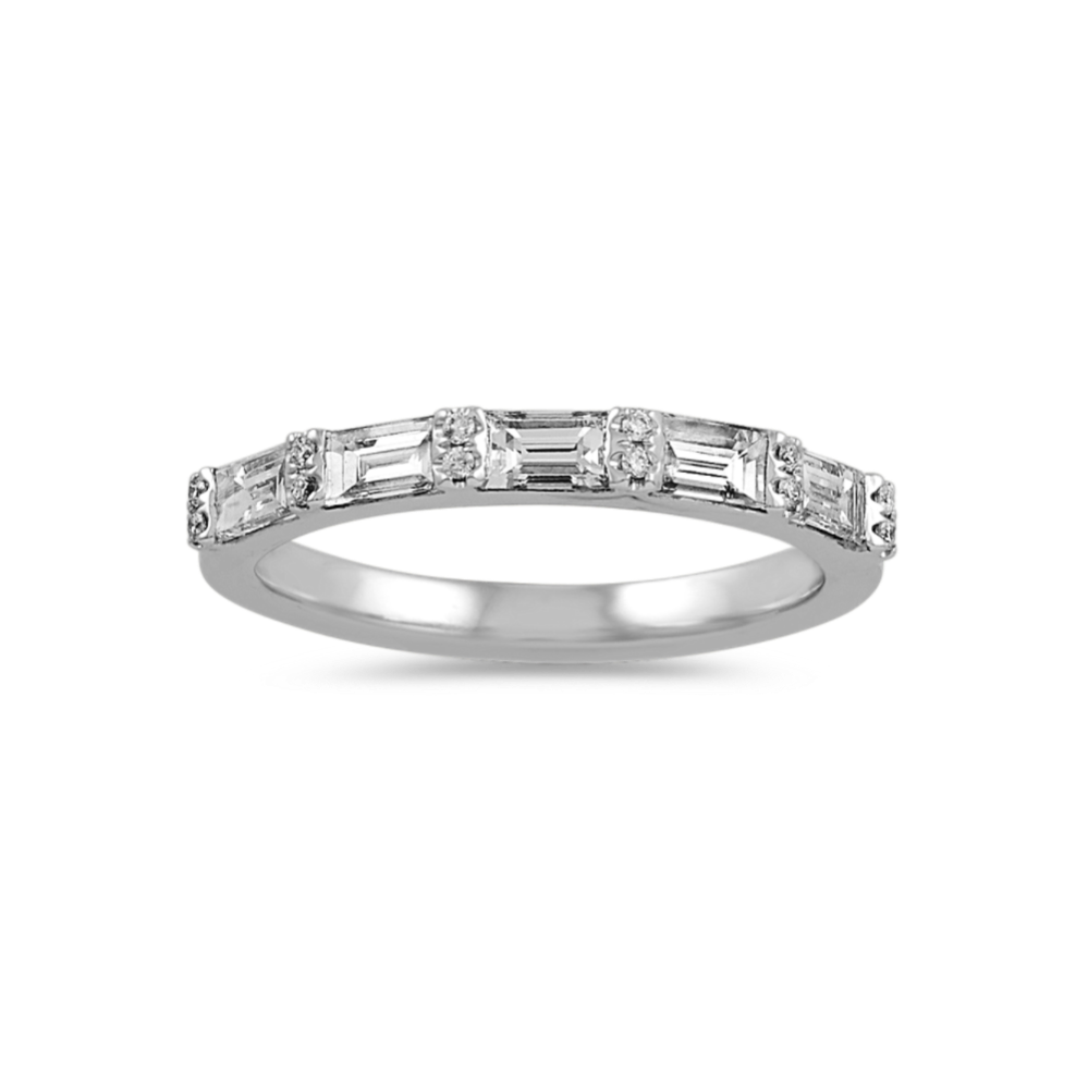 Repertoire Round and Baguette Diamond Wedding Band in Platinum