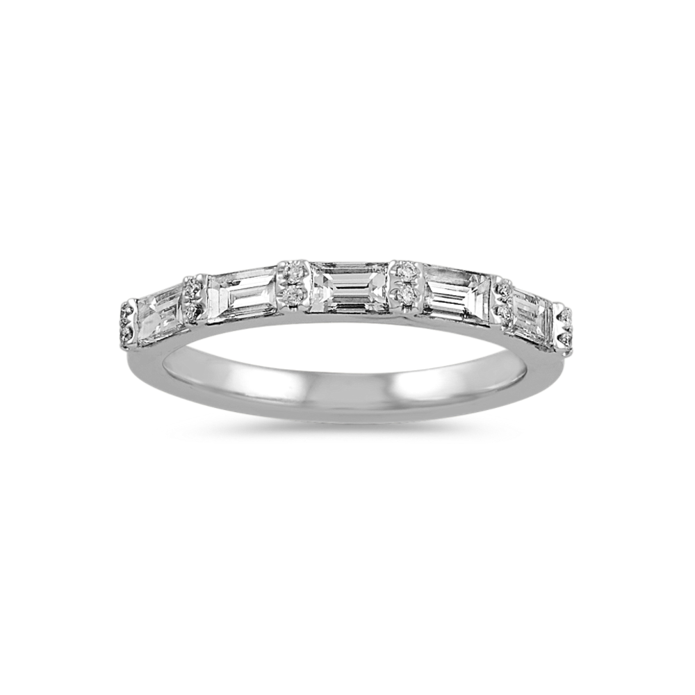 Repertoire Round and Baguette Diamond Wedding Band in Platinum