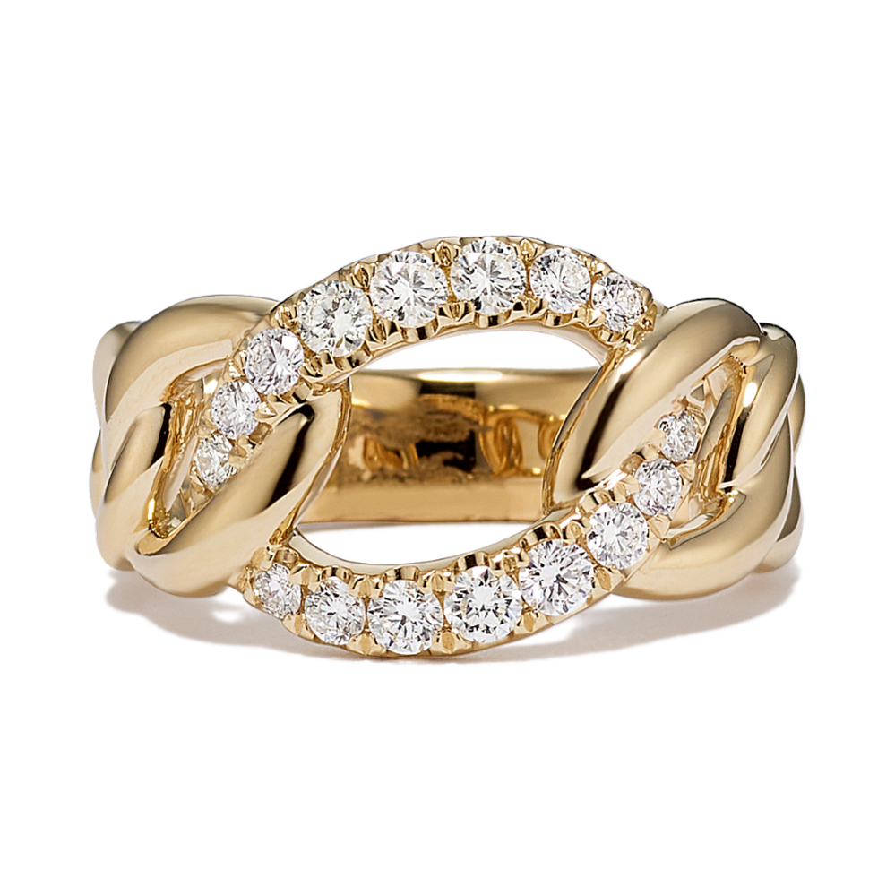 Diamond Link Ring in 14K Yellow Gold