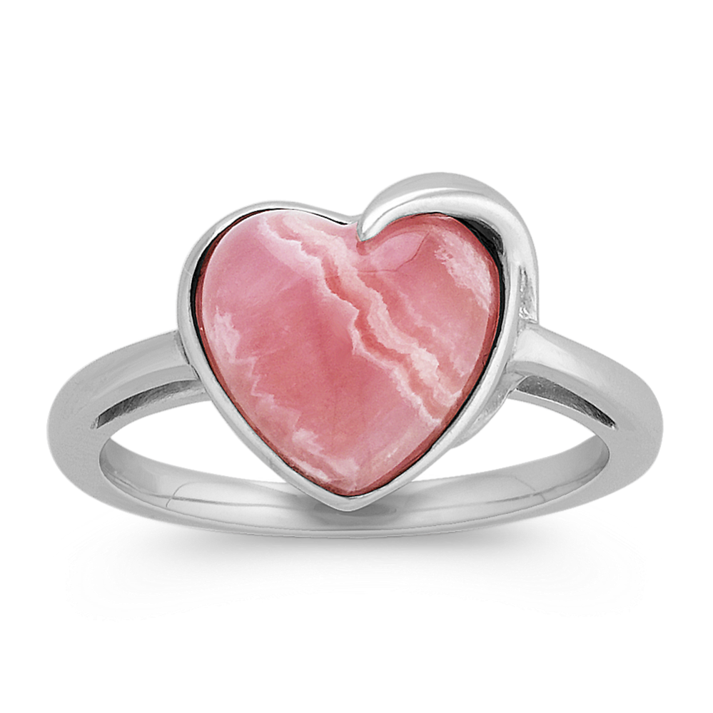 Rhodochrosite Heart Ring in Sterling Silver
