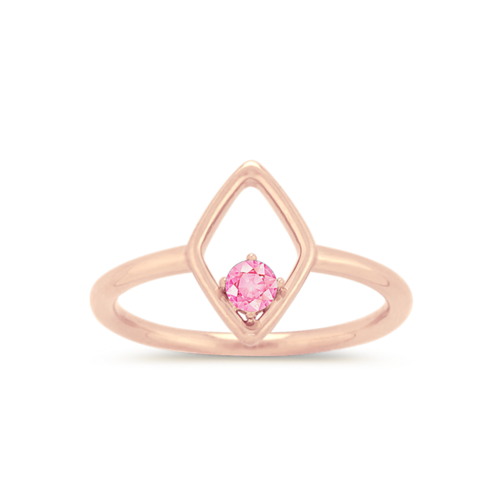 Rhombus Ring for 3mm Gemstone in 14k Rose Gold