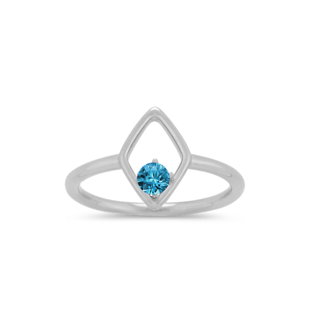 Rhombus Ring for 3mm Gemstone in 14k White Gold