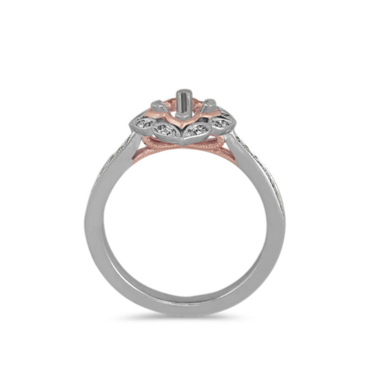 Romance Two-Tone Natural Diamond Halo Engagement Ring