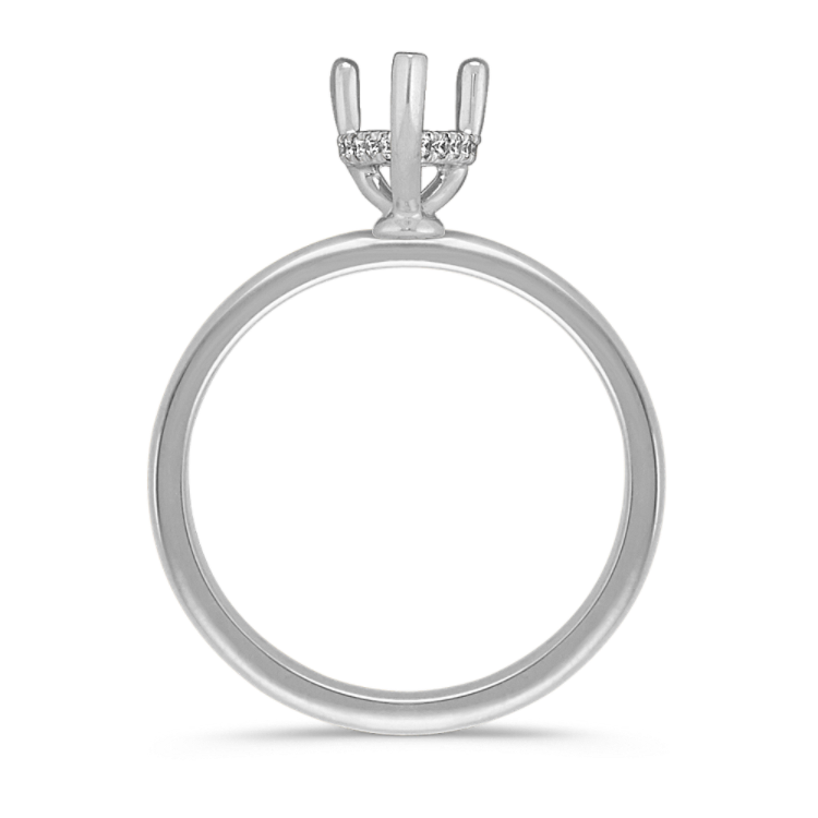 Rosebud Natural Diamond Decorative Crown to Hold 8.5x6mm Pear Shaped Gemstone