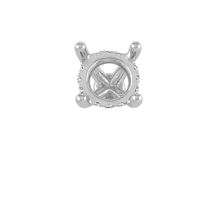 Rosebud Natural Diamond Decorative Crown to Hold 7mm Round Gemstone