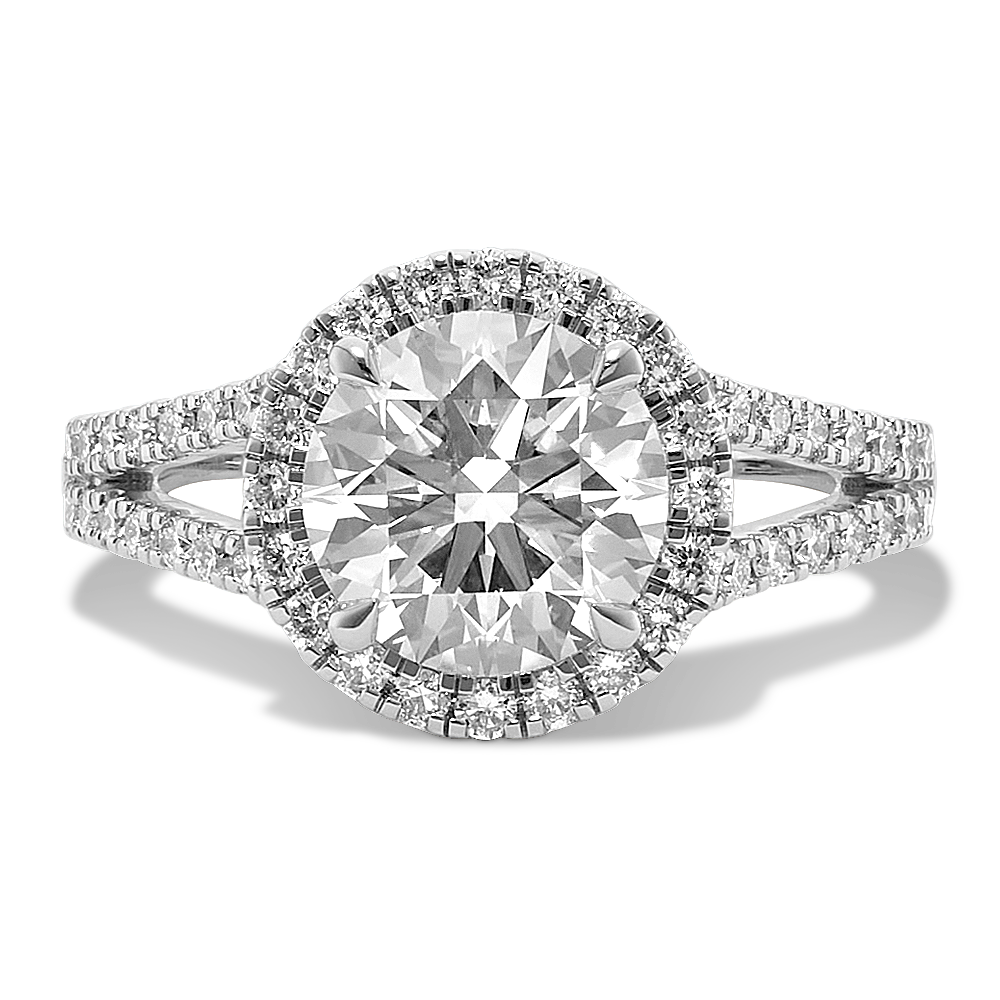 Round 4 3/4ct LabGrown Diamond Halo Ring Shane Co.