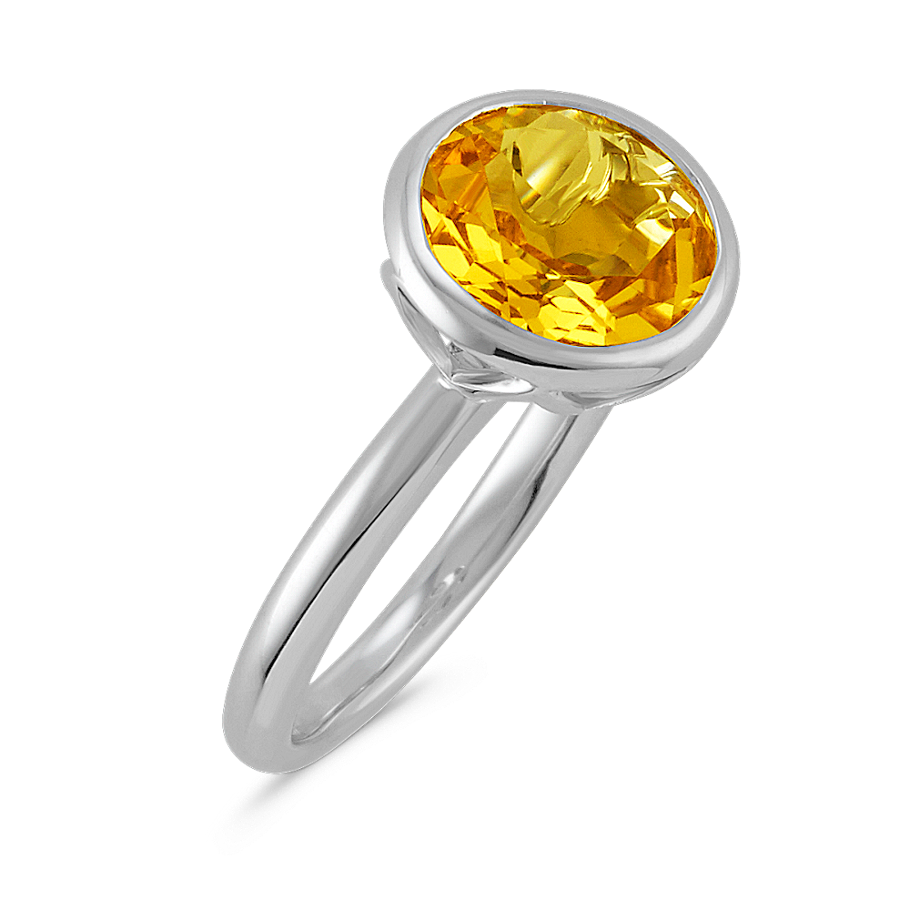 Round BezelSet Citrine Ring in Sterling Silver Shane Co.