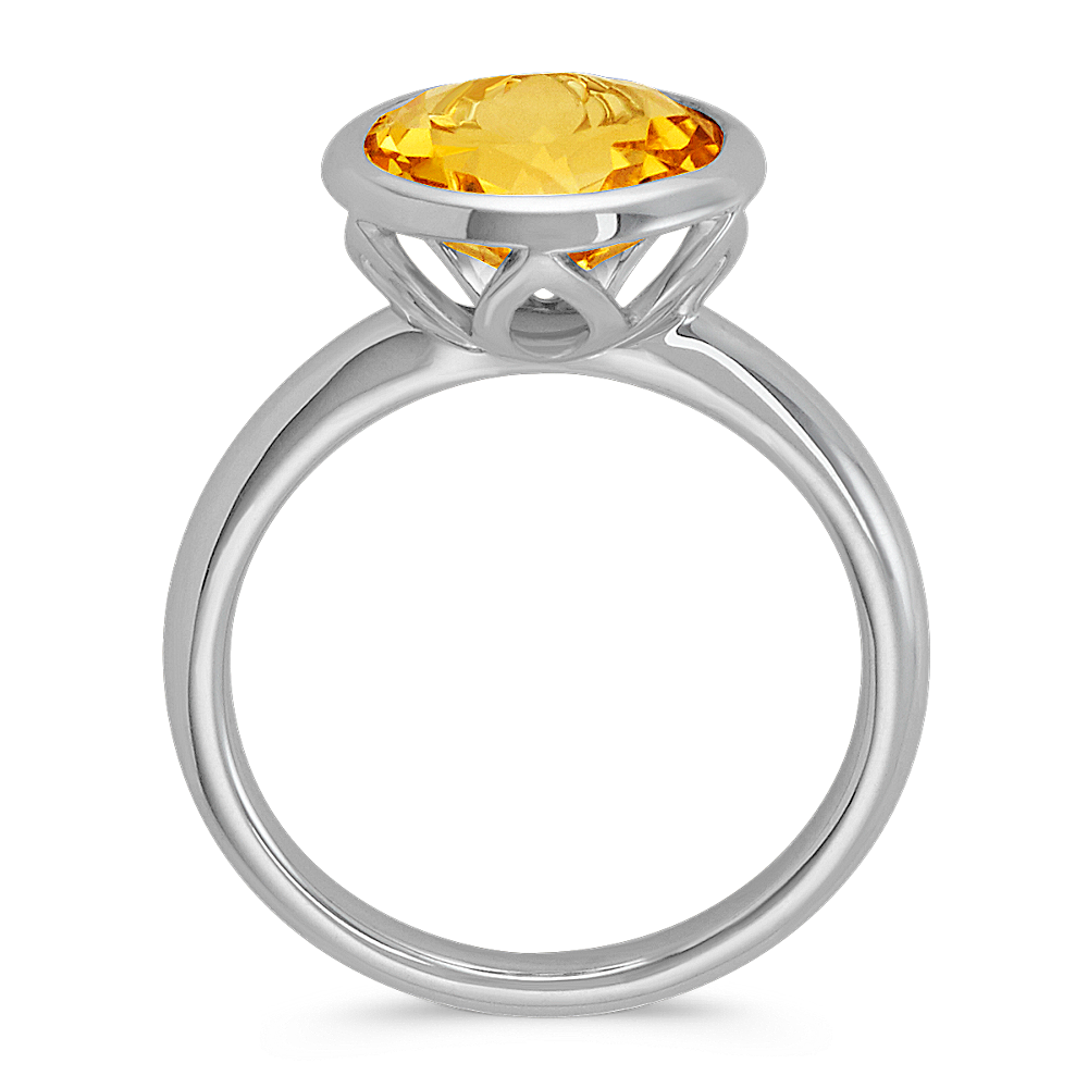 Round BezelSet Citrine Ring in Sterling Silver Shane Co.