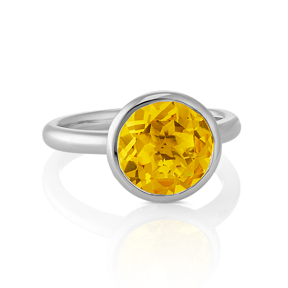 Round BezelSet Citrine Ring in Sterling Silver Shane Co.