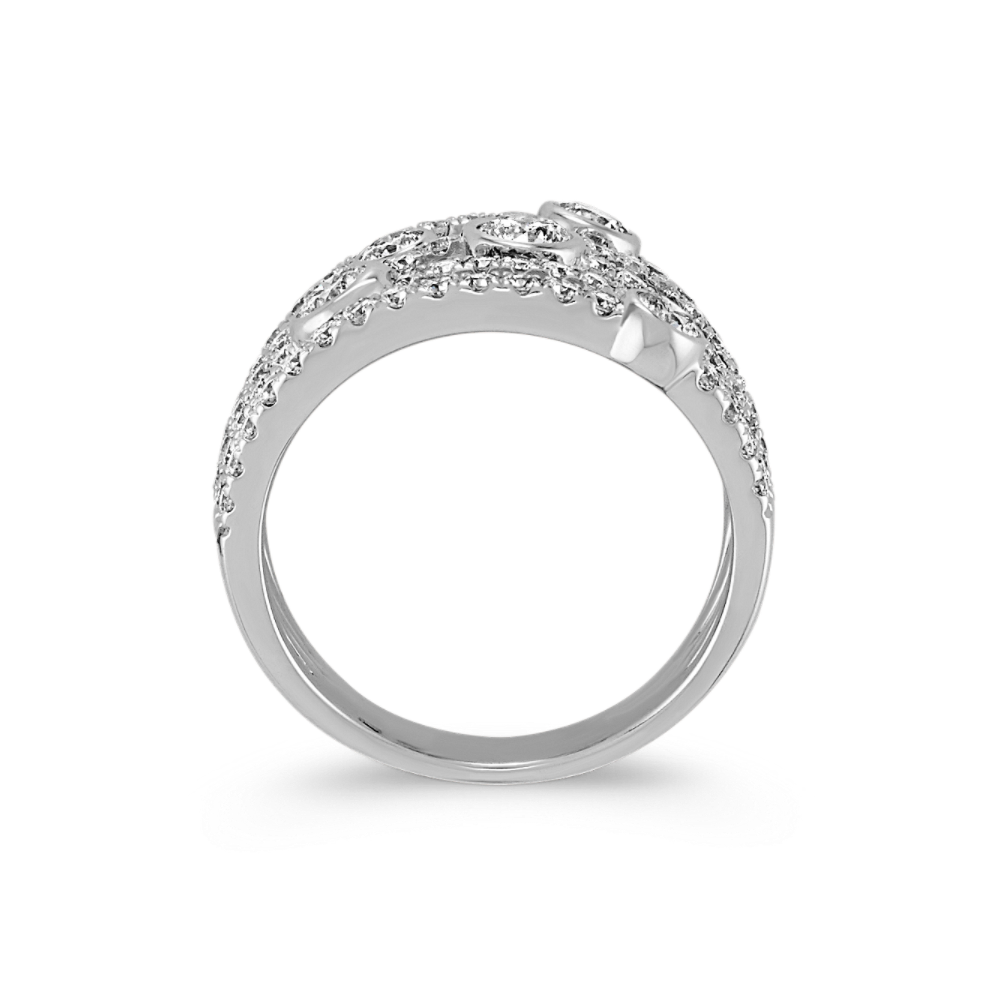 Round Natural Diamond BezelSet Ring in 14k Karat White Gold Shane Co.