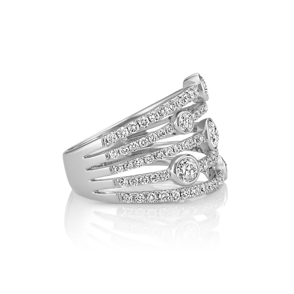 Round Natural Diamond BezelSet Ring in 14k Karat White Gold Shane Co.