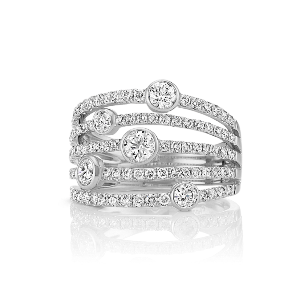 Round Natural Diamond BezelSet Ring in 14k Karat White Gold Shane Co.