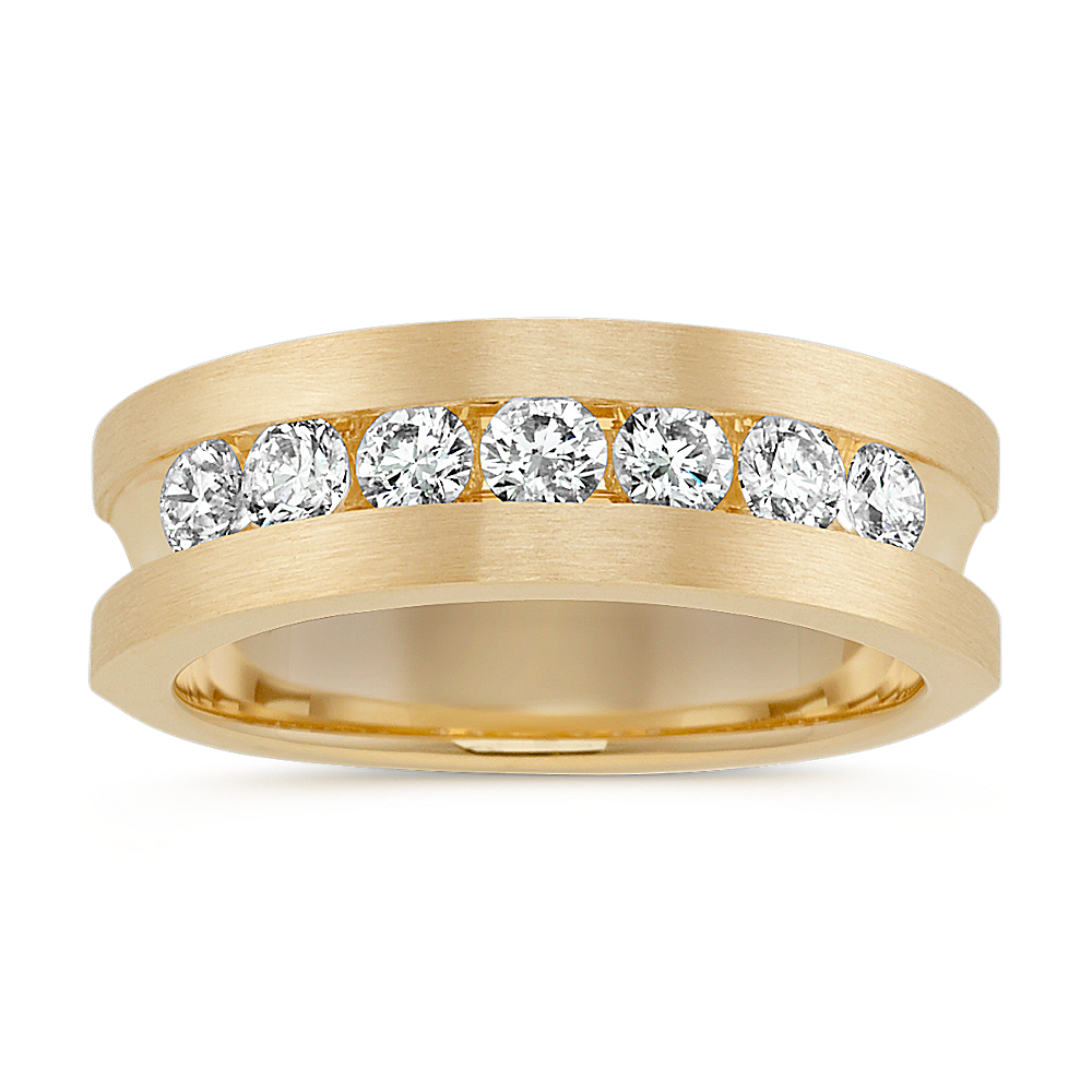 Round Diamond Channel-Set Mens Ring in Yellow Gold (7mm) | Shane Co.