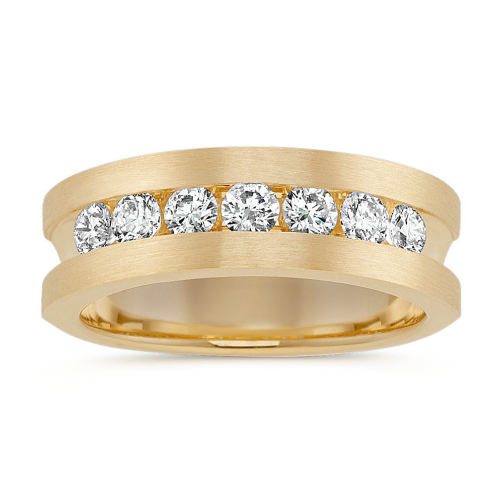 Round Diamond Channel-Set Mens Ring in Yellow Gold (7mm)