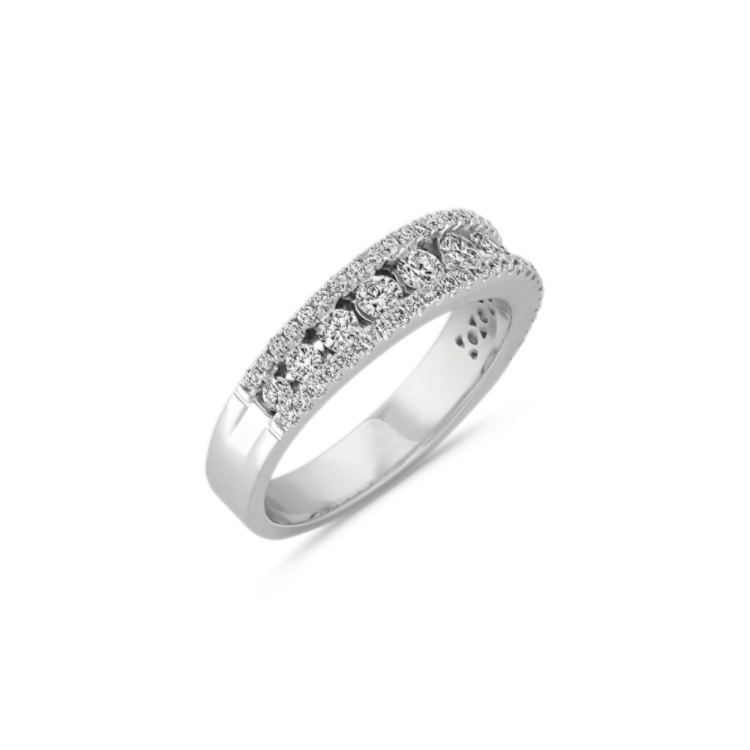 Round Natural Diamond Channel-Set Wedding Band in 14k White Gold