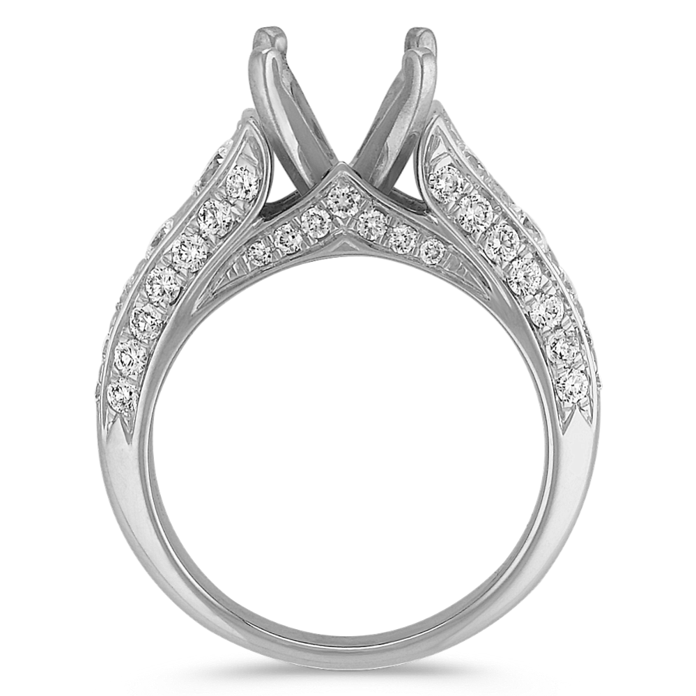 Round Diamond Classic Cathedral Engagement Ring in 14k White Gold ...