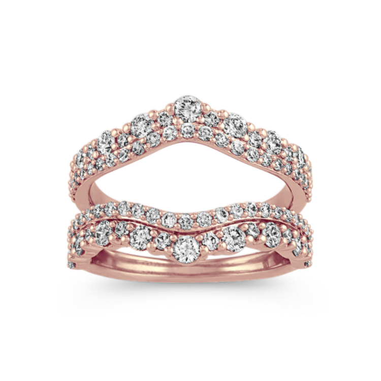 Round Natural Diamond Contour Engagement Ring Guard in 14k Rose Gold