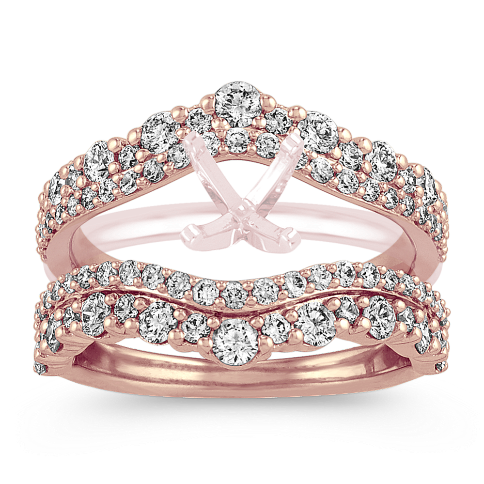 Round Diamond Contour Engagement Ring Guard in 14k Rose Gold