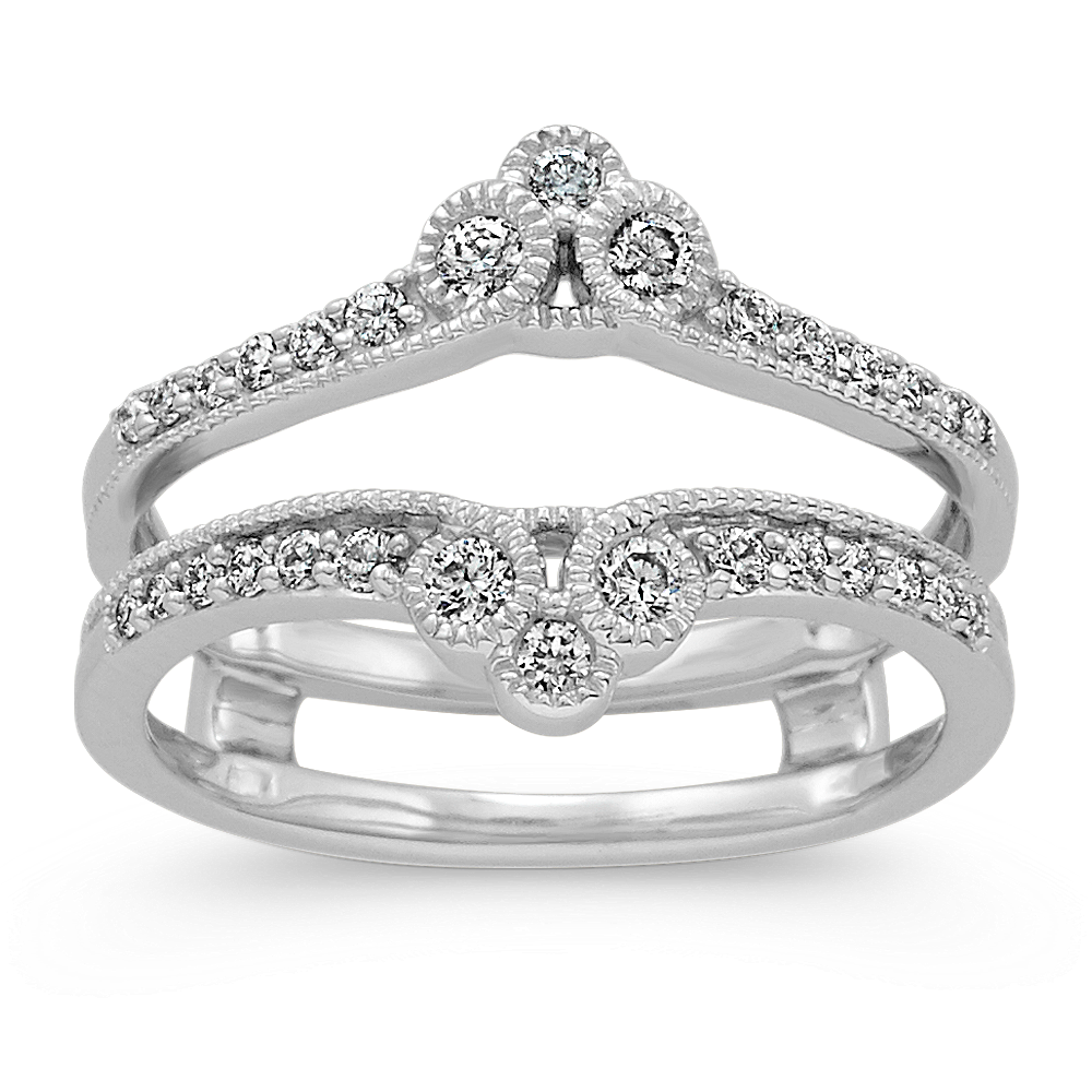 Round Diamond Contour Engagement Ring Guard in 14k White Gold | Shane Co.