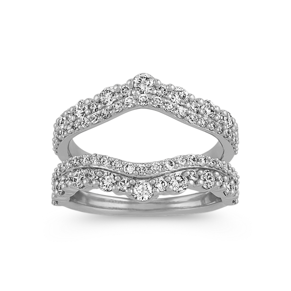 Round Diamond Contour Engagement Ring Guard in 14k White Gold