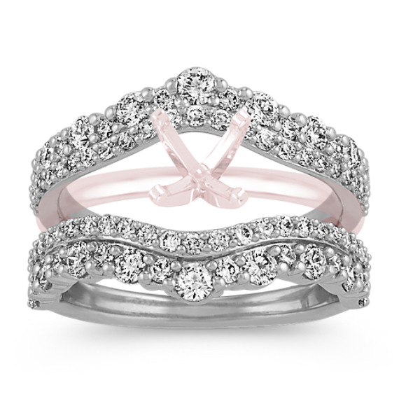 Round Diamond Contour Engagement Ring Guard in 14k White Gold