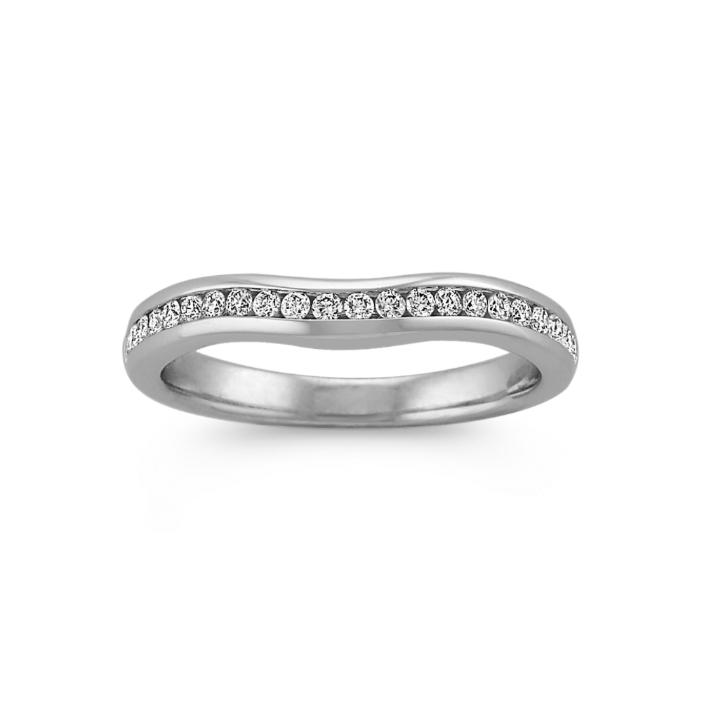 Round Natural Diamond Contour Wedding Band with Channel-Setting