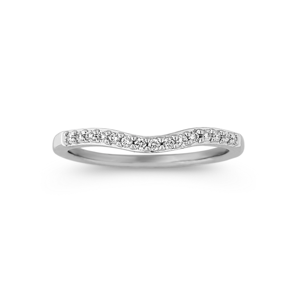 Round Natural Diamond Contour Wedding Band with Pave Setting