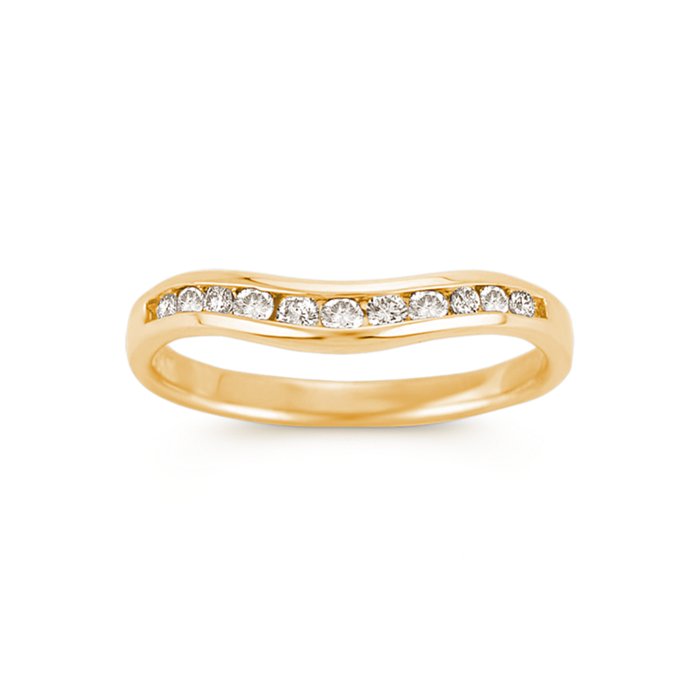 Round Diamond Contour Wedding Band