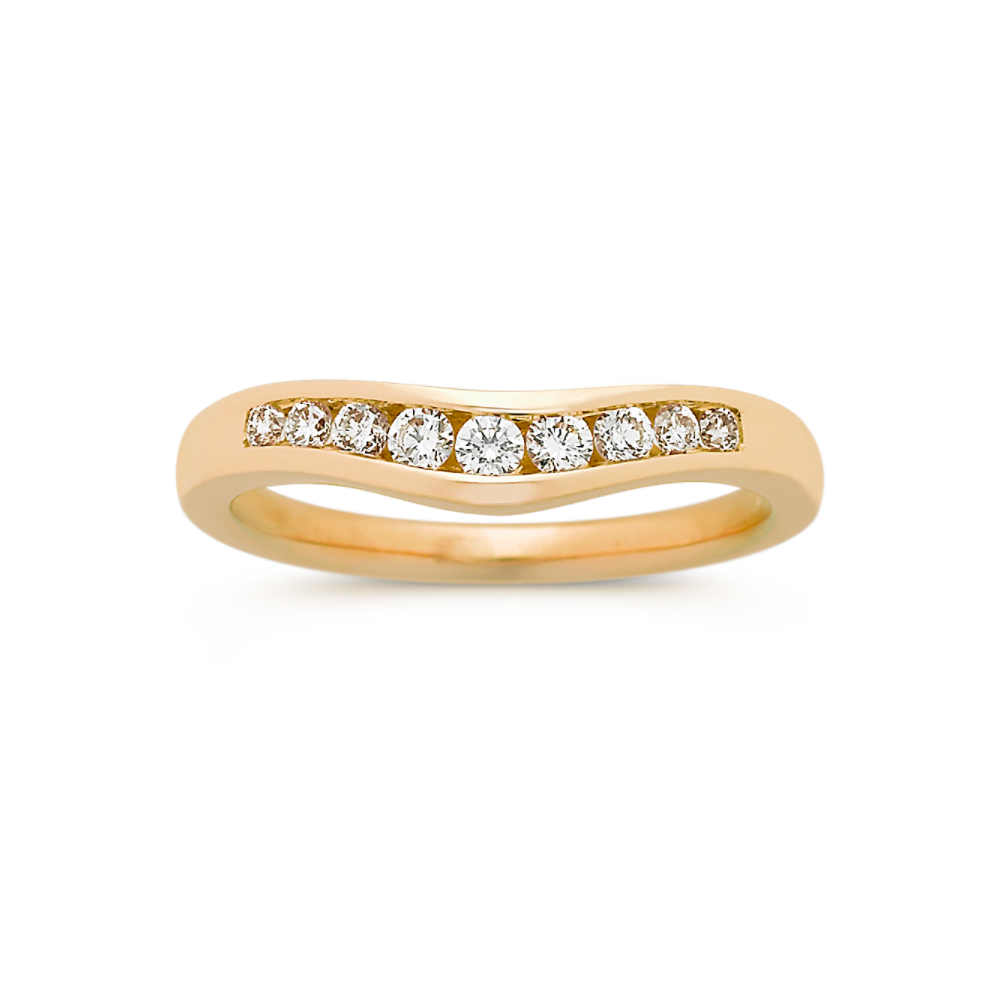 Round Diamond Contour Wedding Band