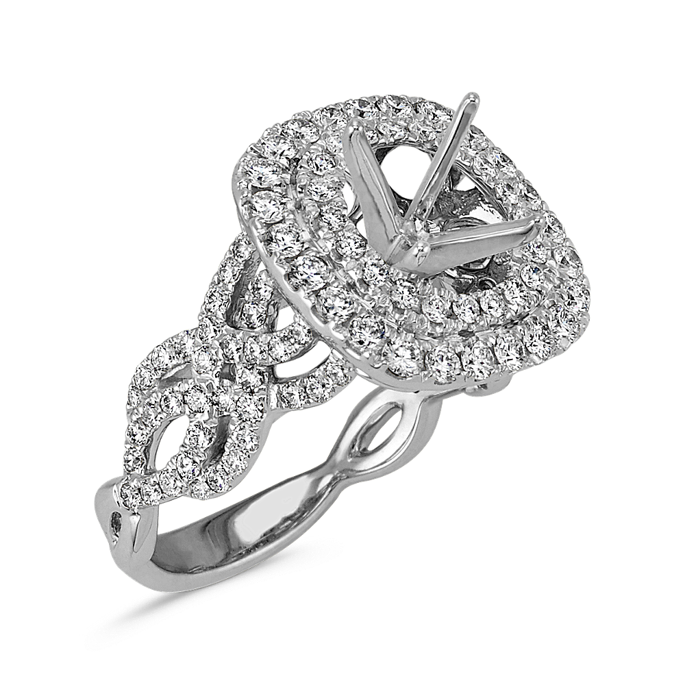 Round Diamond Double Halo Swirl Engagement Ring | Shane Co.