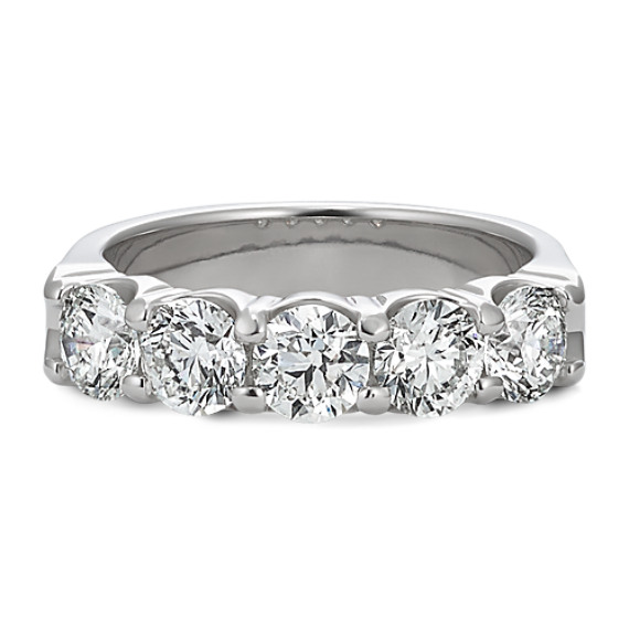 Round Diamond FiveStone Wedding Band in Platinum Shane Co.