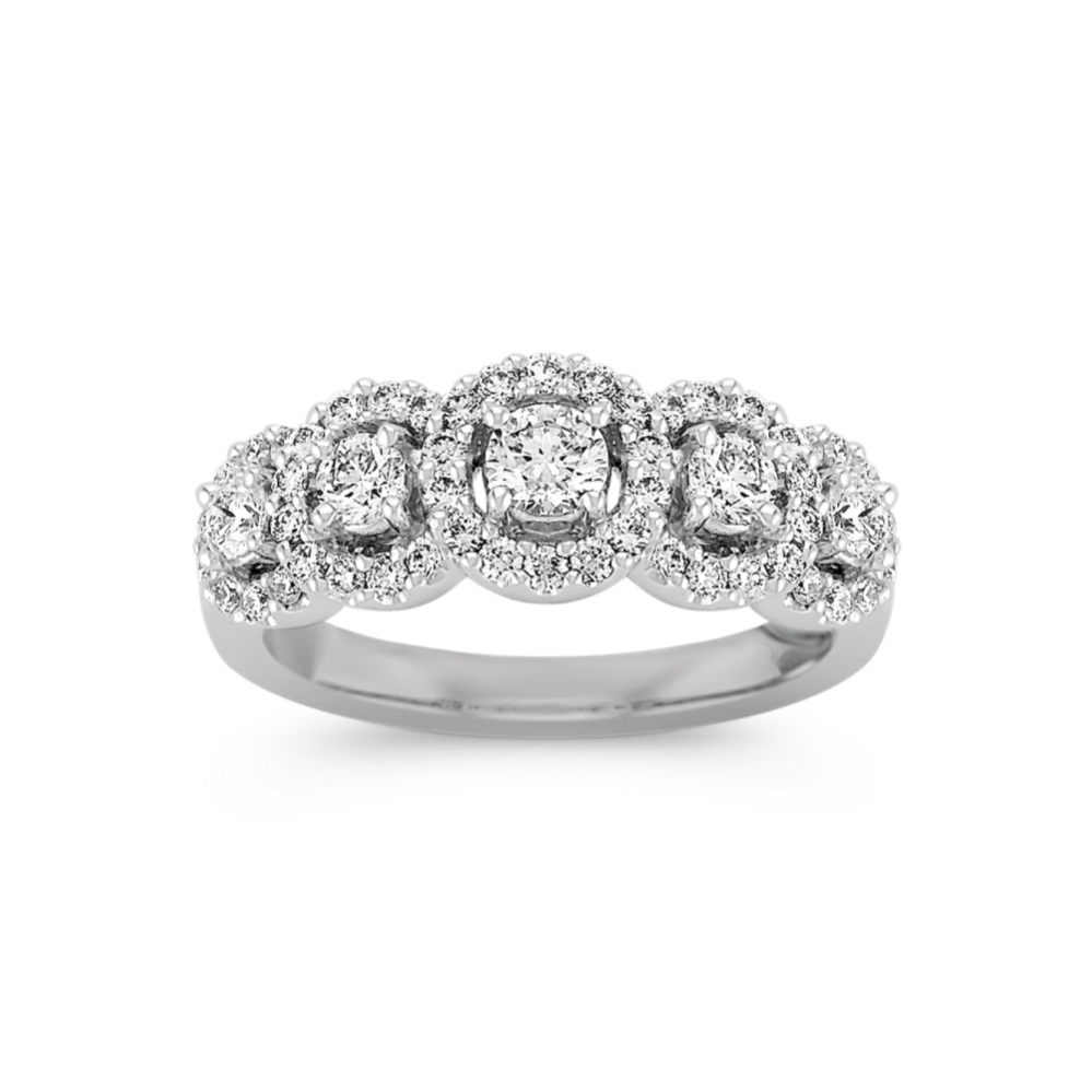 Round Diamond Halo Ring in 14k White Gold