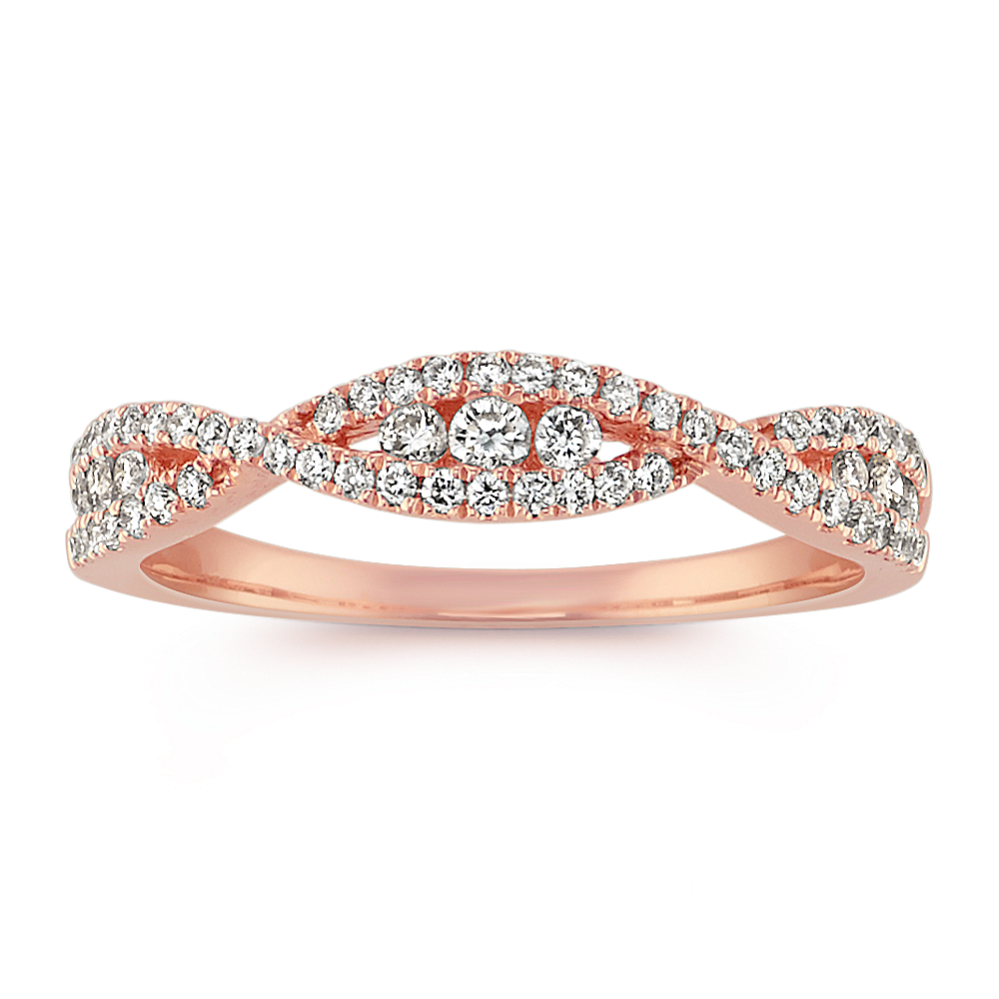 Round Diamond Infinity Swirl Band in 14k Rose Gold