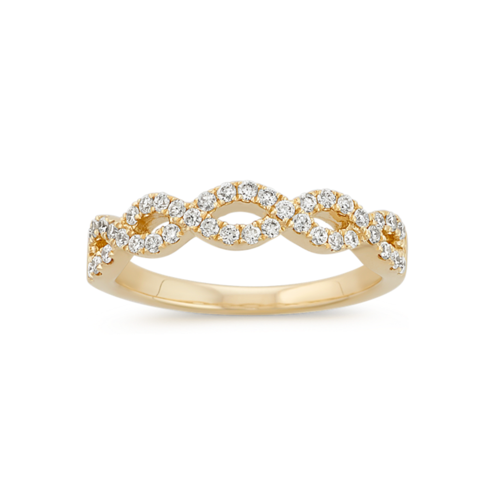 Round Diamond Infinity Swirl Wedding Band in 14k Yellow Gold