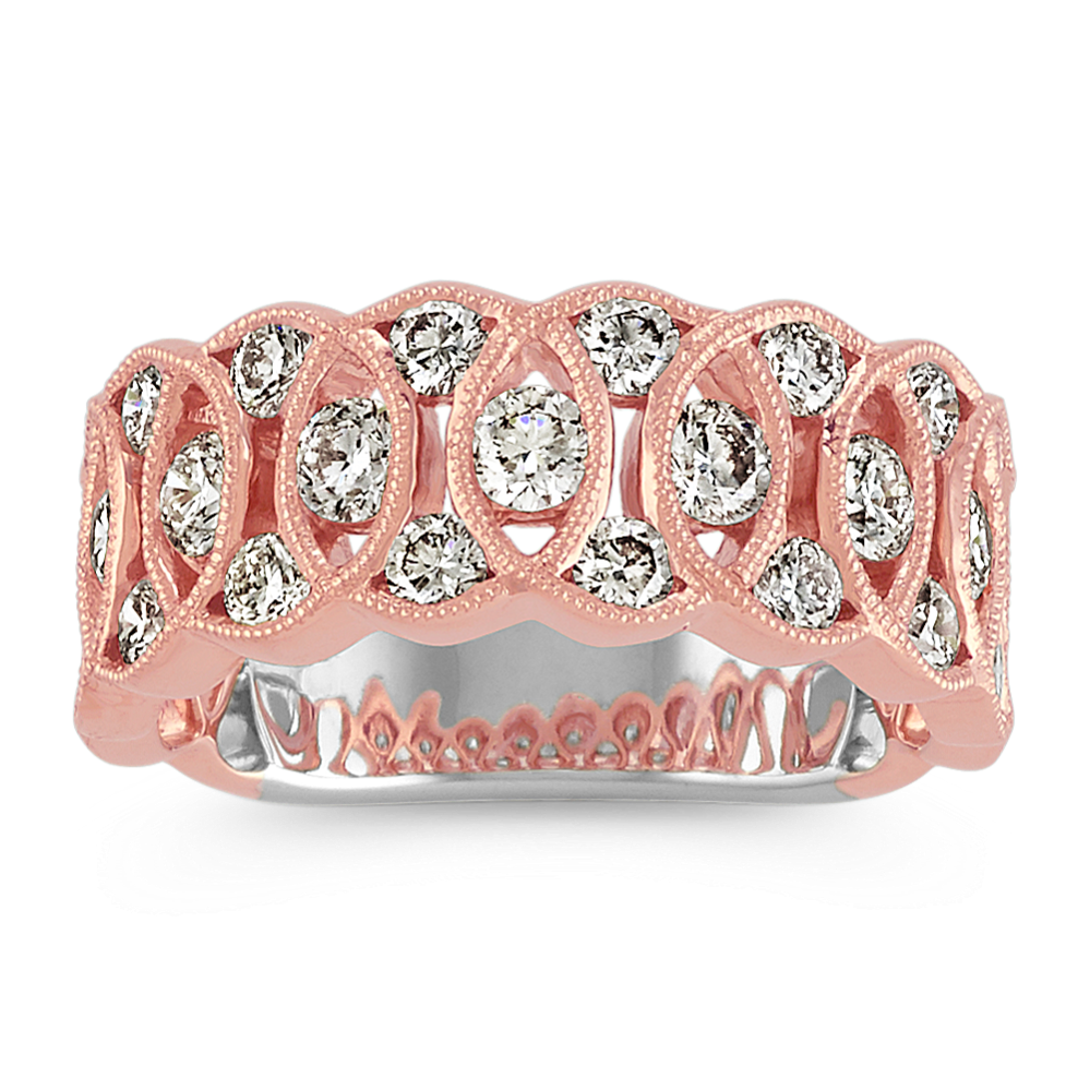 Round Diamond Interlocking Circle Ring with Milgrain Detailing