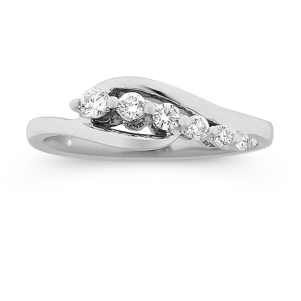Round Diamond Journey Ring in 14k White Gold | Shane Co.