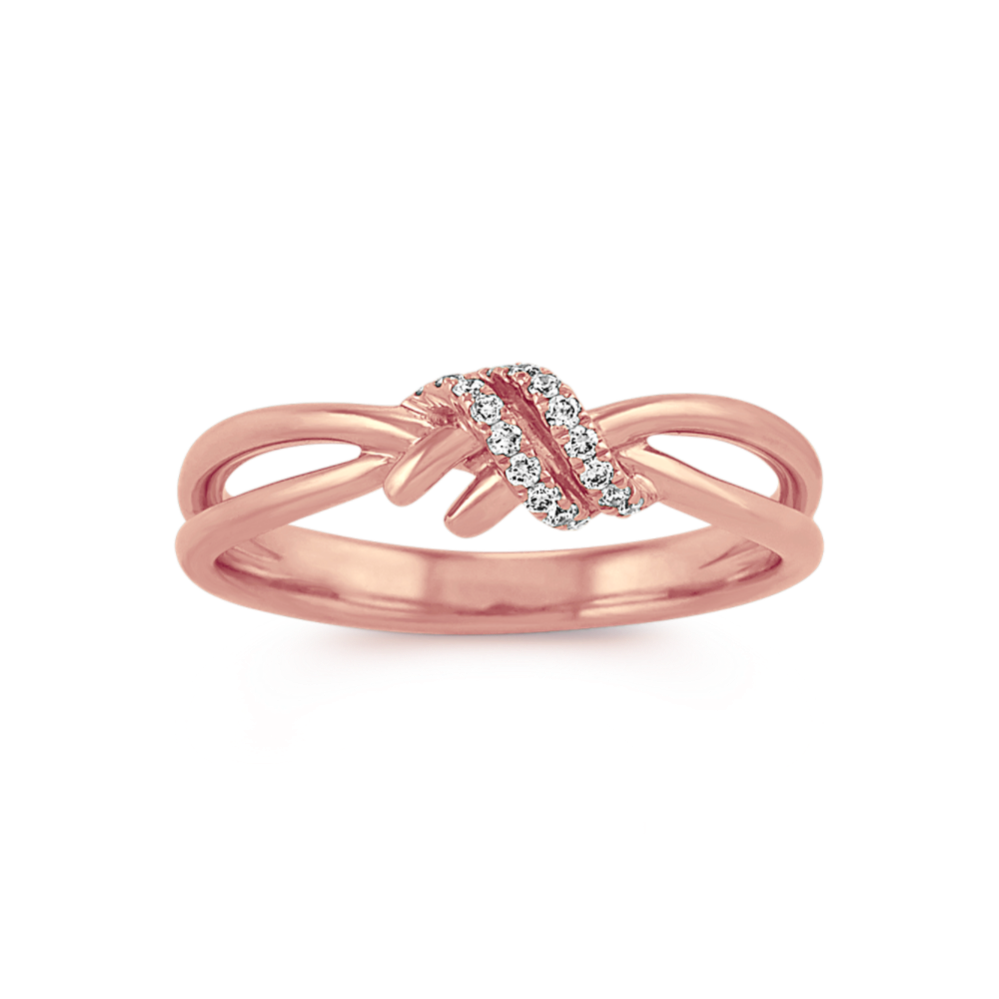 Round Diamond Knot Ring in 14k Rose Gold