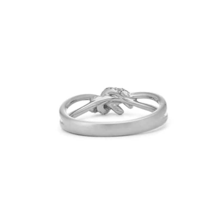 Round Natural Diamond Knot Ring in 14k White Gold