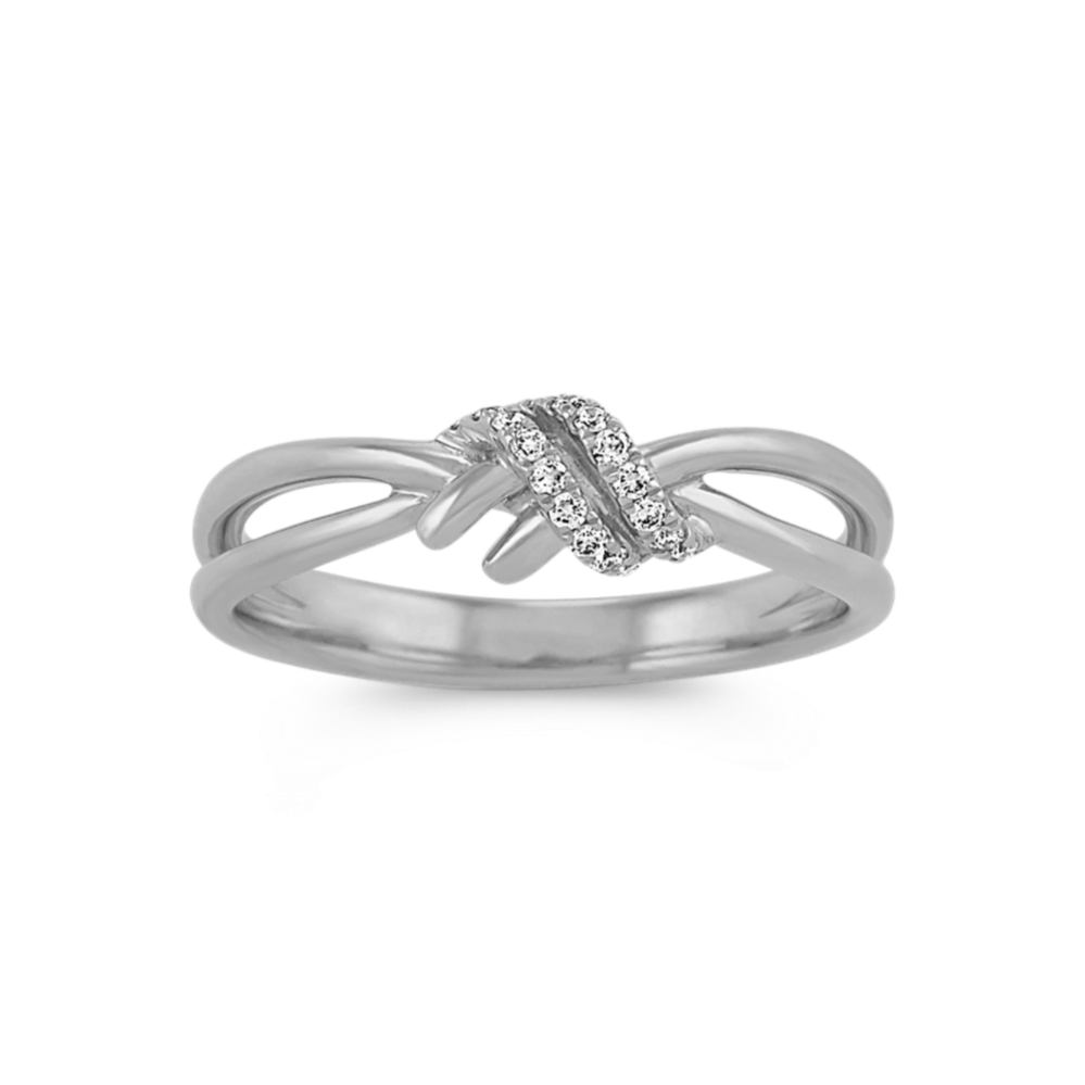 Round Diamond Knot Ring in 14k White Gold