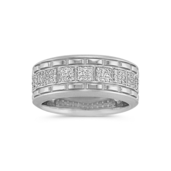 Corridor 14K White Gold & Pave Band (9.5mm)