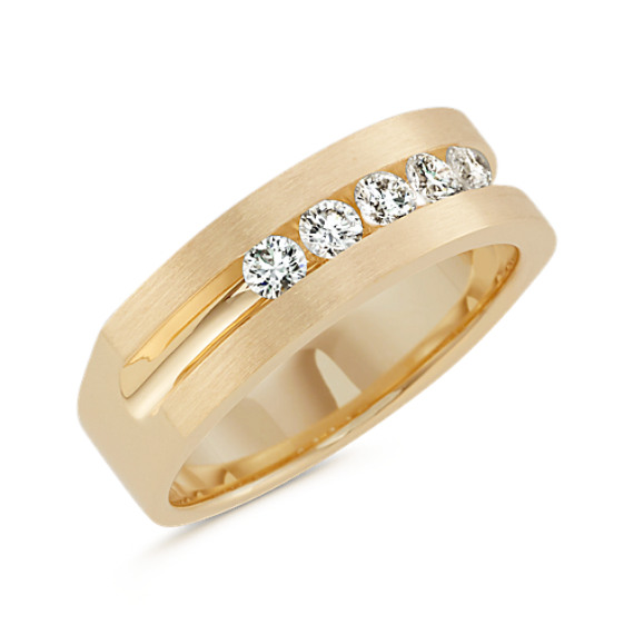 Round Diamond Mens Ring in 14k Yellow Gold with Channel Setting (7mm ...