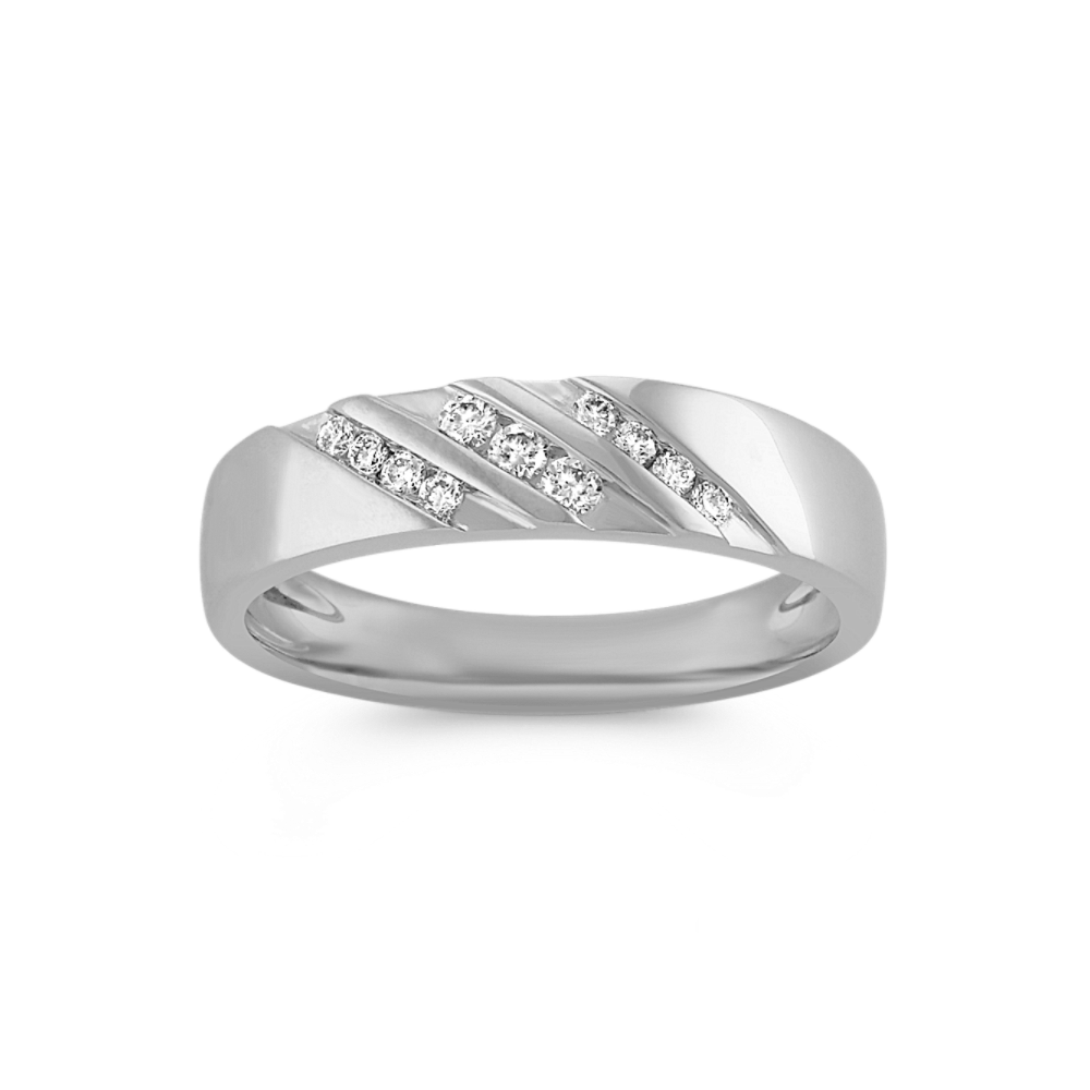 Round Diamond Mens Ring with Channel-Setting