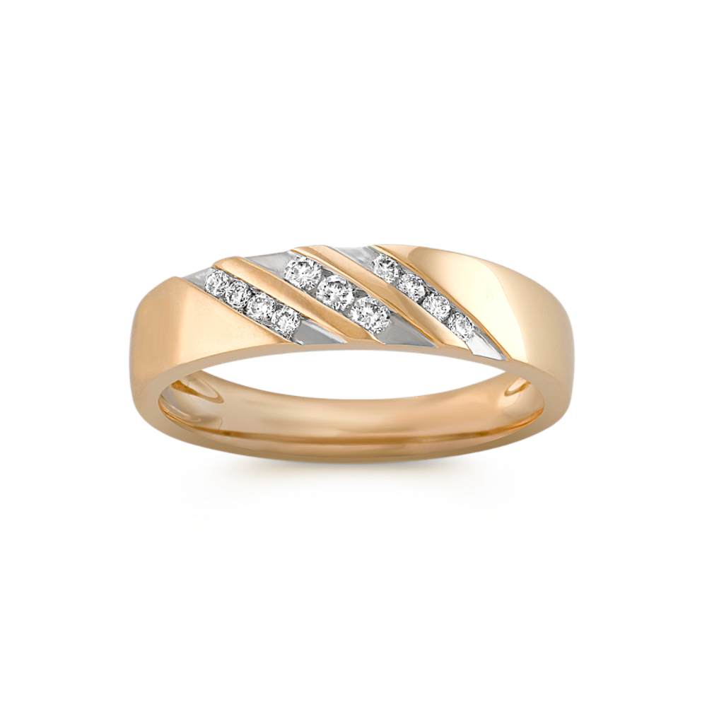 Round Diamond Mens Ring with Channel-Setting