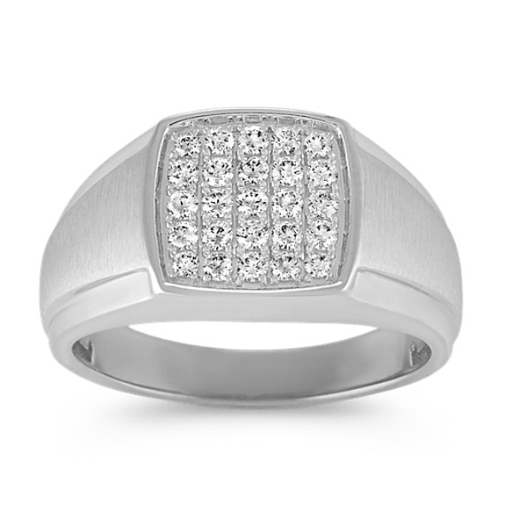 Round Diamond Mens Ring with Satin Finish (12mm)